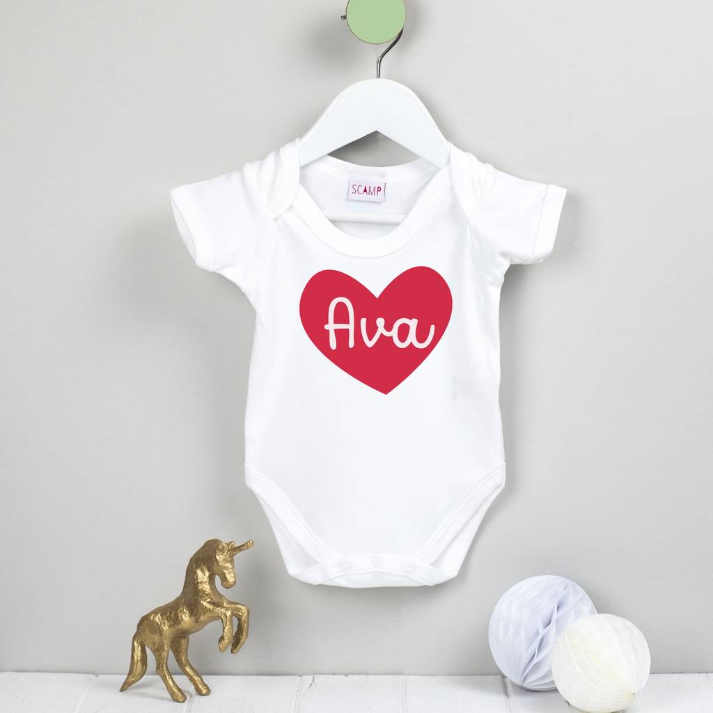 Valentine's Day Baby Gift Personalised Heart Baby Grow By The North Kind |  Notonthehighstreet.com