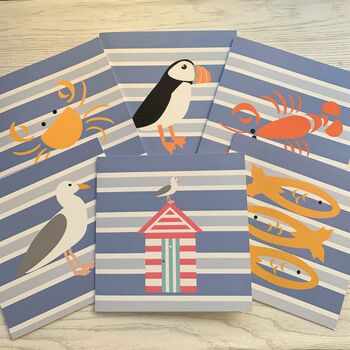 Coastal Set Of Six Mixed Design Cards, 2 of 10