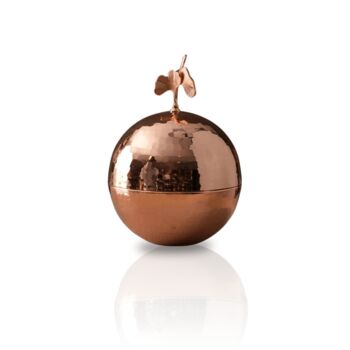 Copper Hammered Brass Sphere With Ginkgo Leaf Handle, 2 of 2