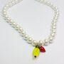 Fruit Bowl Banana Strawberry Faux Pearl Beaded Necklace, thumbnail 2 of 4
