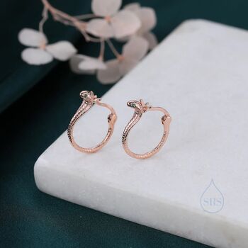 Cobra Snake Hoops Earrings In Sterling Silver, 5 of 10