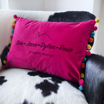 Personalised Happy Place Family Velvet Cushion, 8 of 11