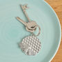 Bee On Honeycomb Pewter Keyring Bee Gifts, thumbnail 1 of 7