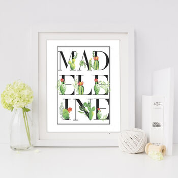 Personalised Succulent Cactus Name Print, 4 of 9