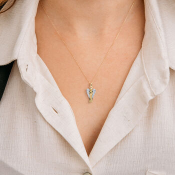 Small Personalised Solid 9ct Gold Guardian Angel Necklace, 2 of 9