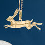 Yellow Gold Plated Leaping Hare Necklace, thumbnail 2 of 11