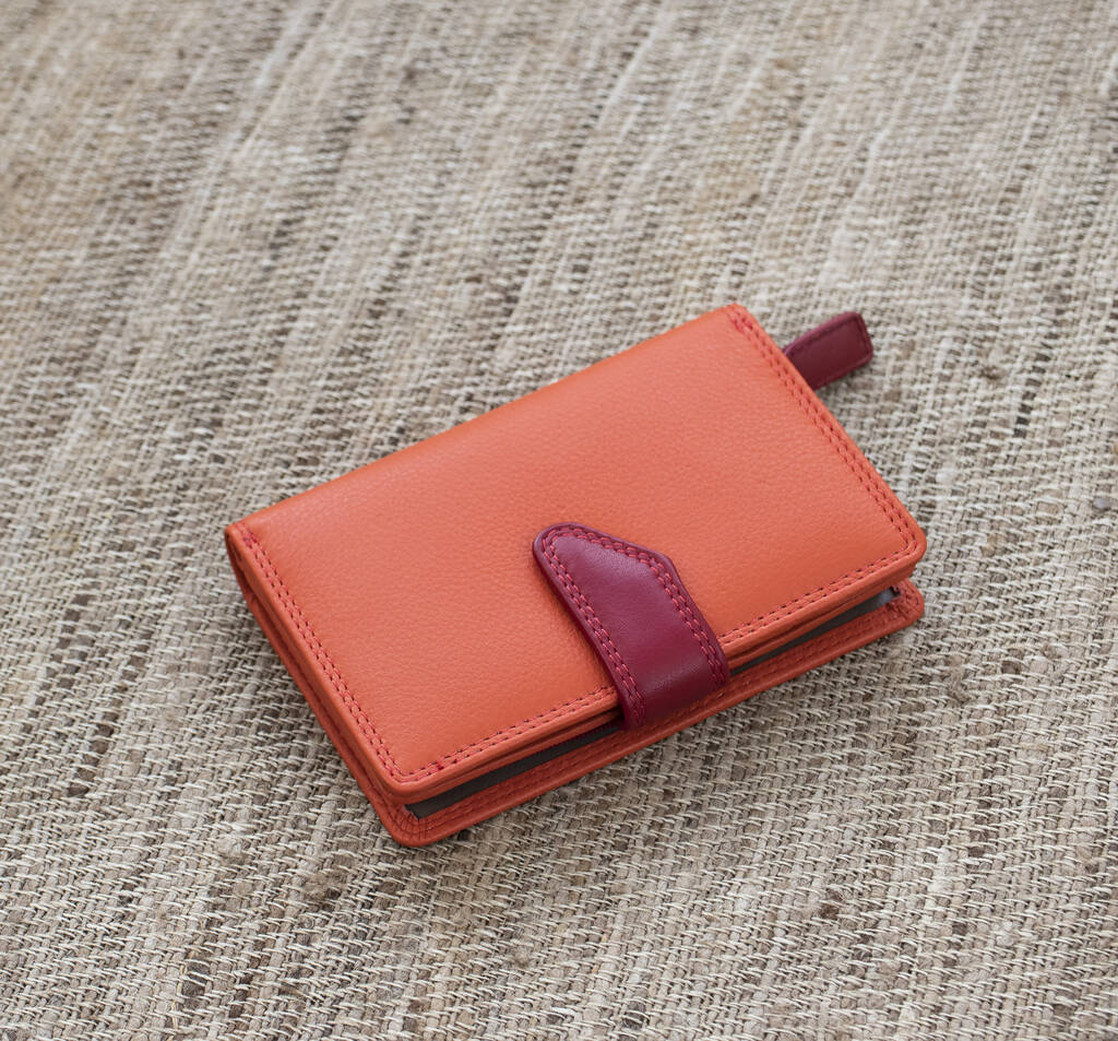 Woman's Personalised Orange Leather Wallet By Wombat
