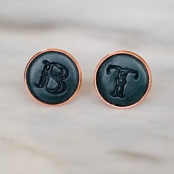 Personalised Leather Initial Cufflinks, 4 of 12