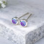 Mini Sterling Silver Violet Opal Stud Earrings, thumbnail 3 of 11