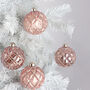 G Decor Set Of Four Glass Light Pink Christmas Baubles, thumbnail 1 of 5