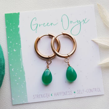 Green Onyx Hoop Earrings, 2 of 12