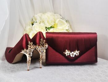 Burgundy Bridal Shoes And Matching Bag, 2 of 8