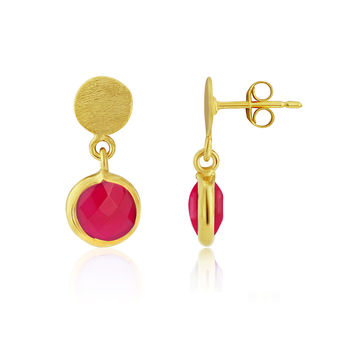 Salina Gold Plated Disc And Gemstone Drop Earrings, 5 of 12