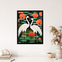 Carefree Cranes Green Orange Heron Bird Wall Art Print, thumbnail 3 of 5