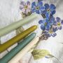 Eight Tapered Dinner Soft Greens Colour Mix Candles | Scandi Colours, thumbnail 3 of 3
