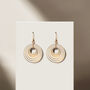 Pearlescent Taupe And Cream Stripey Circular Earrings, thumbnail 3 of 6