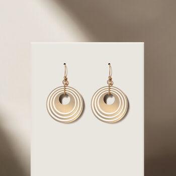 Pearlescent Taupe And Cream Stripey Circular Earrings, 3 of 6