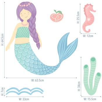 Fabric Mermaid Wall Sticker Set, 3 of 3
