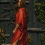 Red Viscose Metallic Tassel Kimono Beach Cover Up, thumbnail 1 of 3
