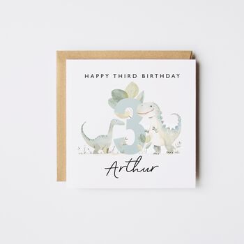 Dinosaur 2nd Birthday Card For Boy *Age Options, 3 of 5