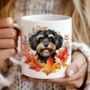 Personalised Dog Mug Jackapoo In An Autumn Wreath, thumbnail 1 of 2