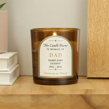 Personalised Memorial Amber Glass Candle, 2 of 3