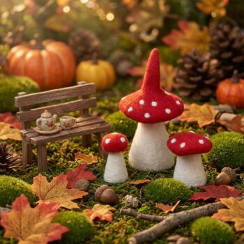 Handmade Felt Set Of Three Wonky Toadstools Decoration, 3 of 4