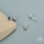 Extra Tiny Emerald Green Cz Screw Back Earrings In Sterling Silver, thumbnail 4 of 10