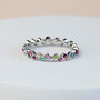 Colourful Crystal Wavy Band Silver Ring, thumbnail 1 of 4