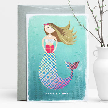 mermaid birthday greeting card by duke & rabbit | notonthehighstreet.com