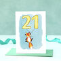 Fox Illustrated 21st Birthday Card, thumbnail 1 of 7