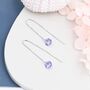 Amethyst Purple Cz Dot Threader Earrings, thumbnail 1 of 9