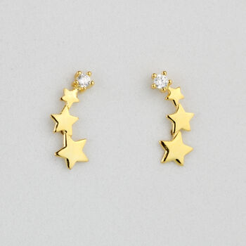 Sterling Silver Star Ear Climber Stud Earrings, 3 of 8