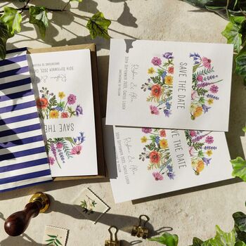 Colourful Rainbow Flowers Save The Date Cards, 3 of 7