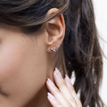 Zoya Rhinestone Stud Earrings Silver, 2 of 3