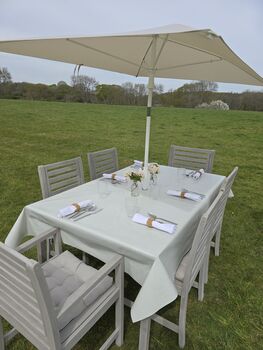 Herringbone Outdoor Garden Tablecloth With Parasol Hole, 5 of 5