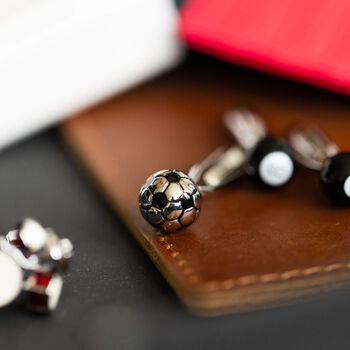 Dad's Football Design Cufflinks In A Gift Box, 5 of 12