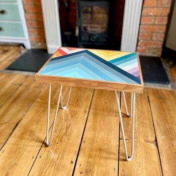 Colourful Wooden Mosaic Topped Side Table, 2 of 4