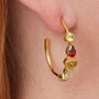 Multi Gemstone Silver Gold Plated Stud Hoops, thumbnail 10 of 12