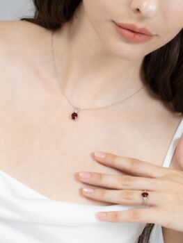 Garnet Pendant Necklace In Sterling Silver And Gold, 3 of 12