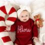 Christmas Embroidered Personalised New Baby Knitted Romper, thumbnail 4 of 12