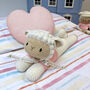 Personalised Hand Knitted Lamb Bed Teddy Barbra, thumbnail 1 of 10