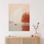 Boating On The Autumn Lake Calm Peaceful Wall Art Print, thumbnail 1 of 6