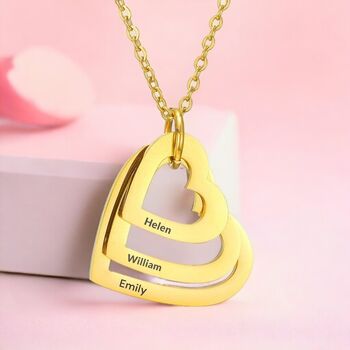 Personalised Multi Hearts Shaped Engraved Necklace, 4 of 9