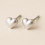 Sterling Silver Brushed Heart Stud Earrings, thumbnail 1 of 7