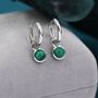 Sterling Silver Dangling Malachite Hoop Earrings, thumbnail 1 of 12