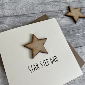 Star Step Dad Wooden Birthday/Father's Day Card, 2 of 2