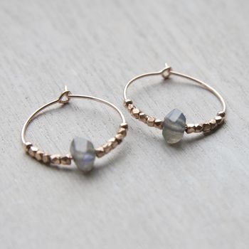 14ct Gold Filled And Vermeil Labradorite Hoops, 6 of 11