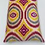 Oblong Ikat Velvet Cushion Multi Coloured Circles, thumbnail 5 of 9