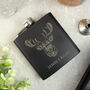 Personalised Stag Design Black Hip Flask Gift For Him, thumbnail 2 of 6